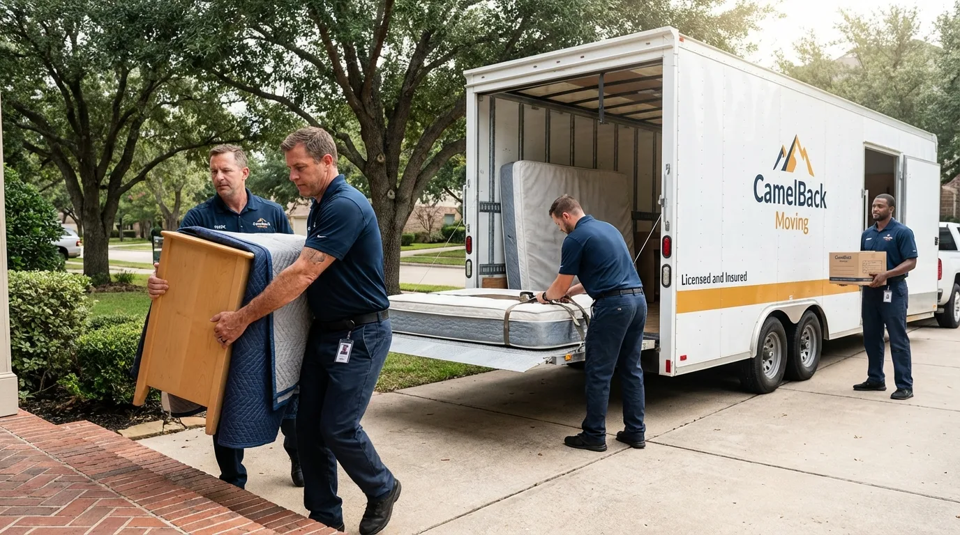 Crew loading residential truck for cross-state move from Forest City, PA