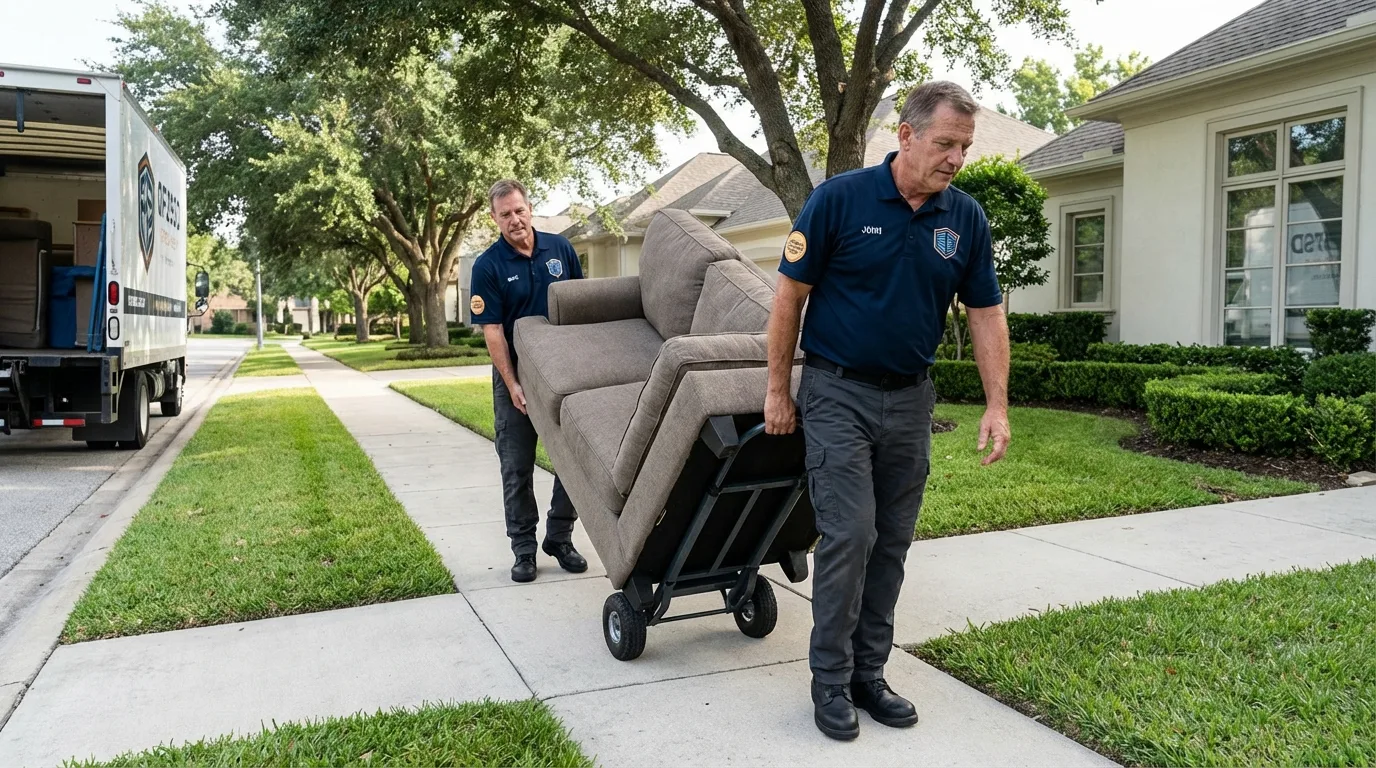 Local residential moving crew loading furniture in Forest City, PA